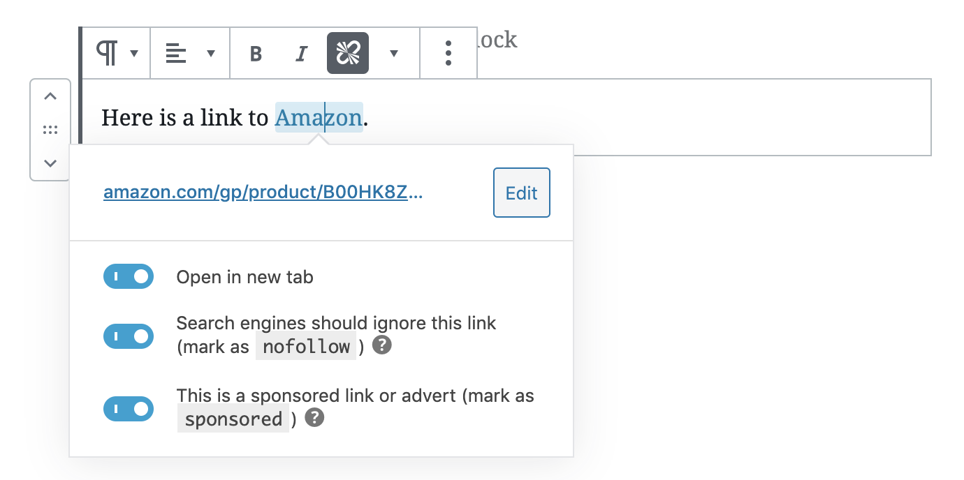 Add affiliate link in WordPress
