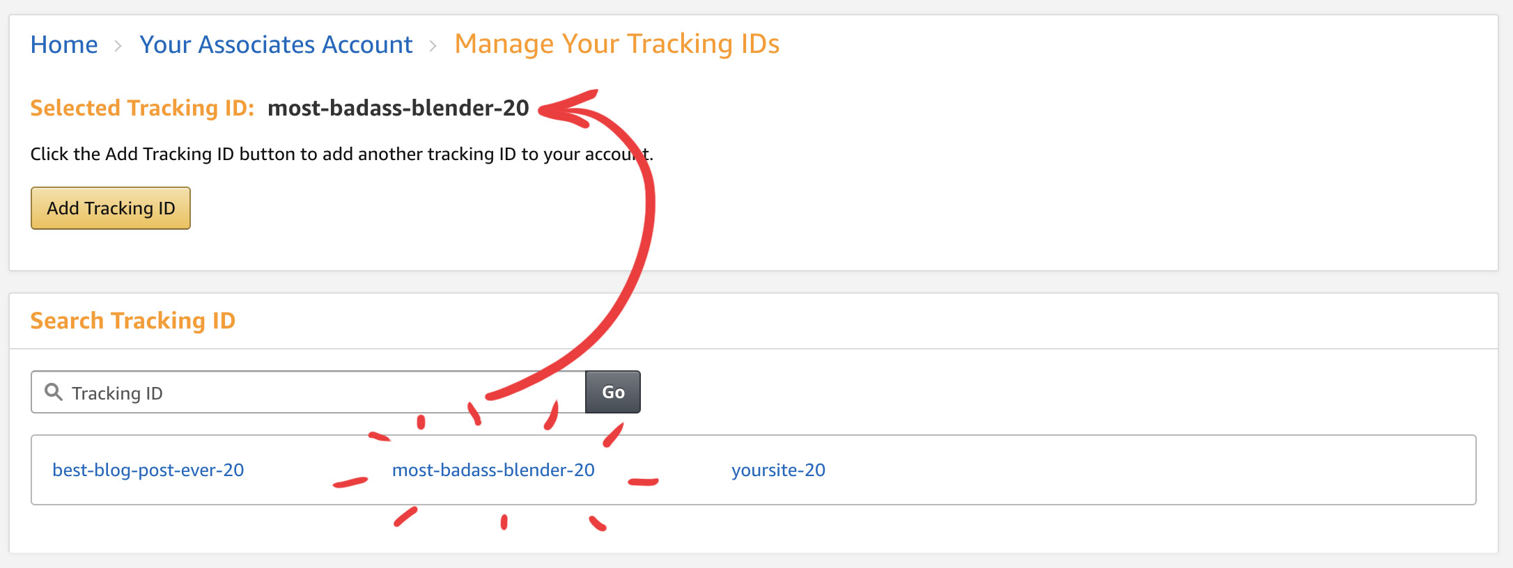 amazon tracking id