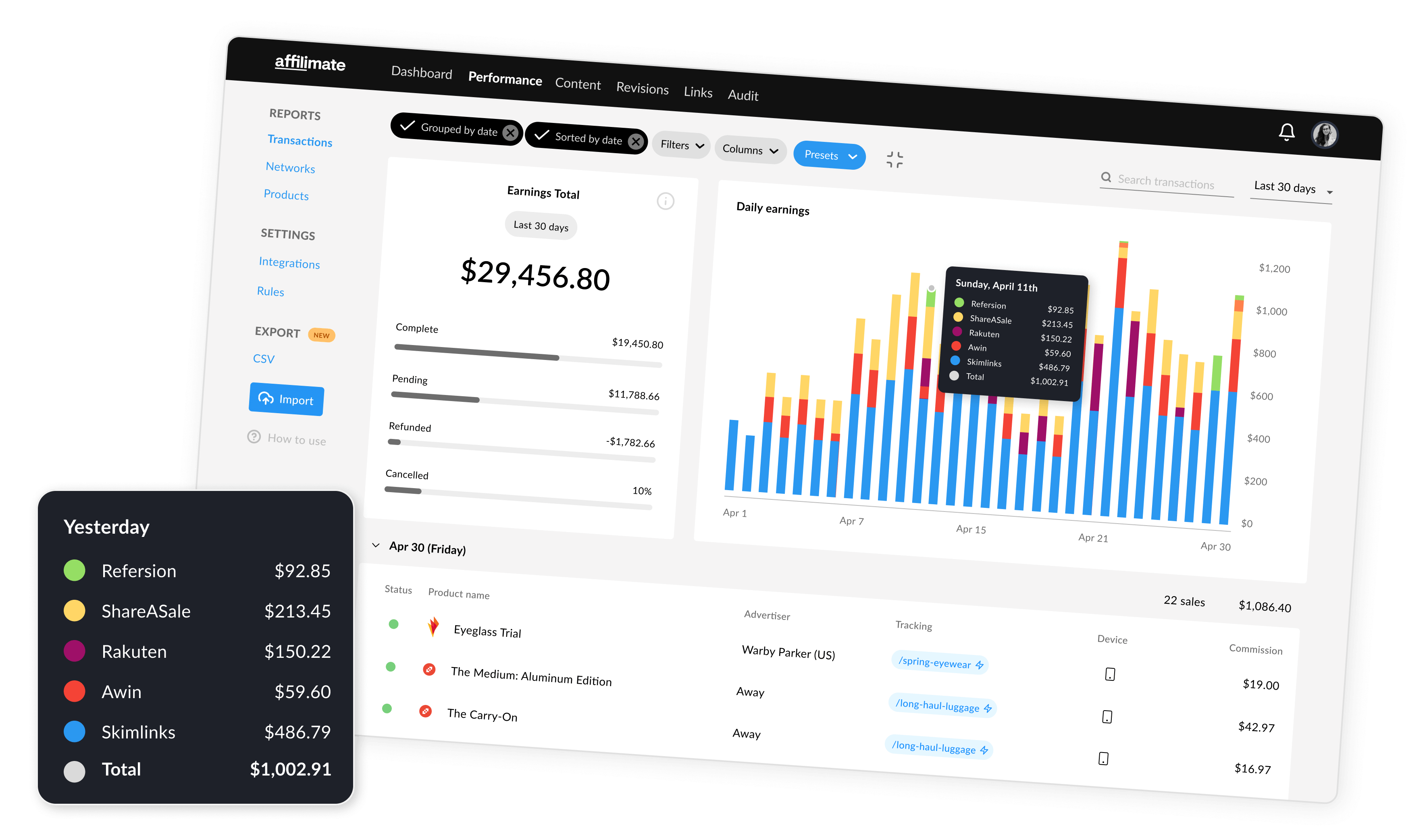 affiliate dashboard